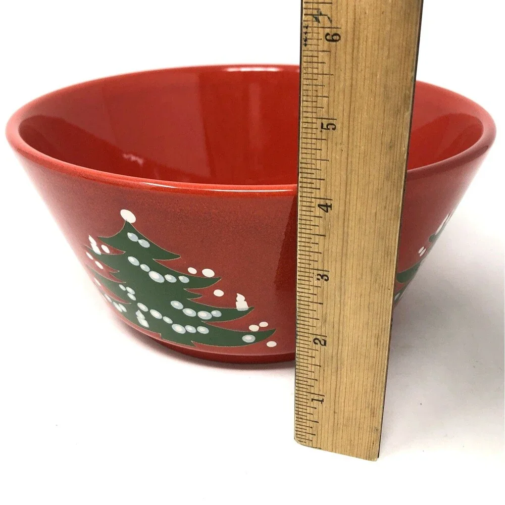 Waechtersbach Red Christmas Tree Serving Bowl Western Germany 9